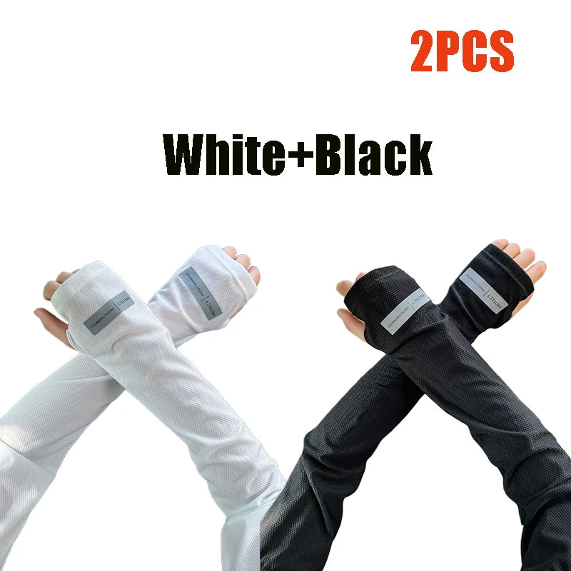 2 Pairs Oversized Ice Sleeves For Men Women Summer Outdoor Loose Sleeves With UV Protection Large Sleeves Driving Outdoor Gloves