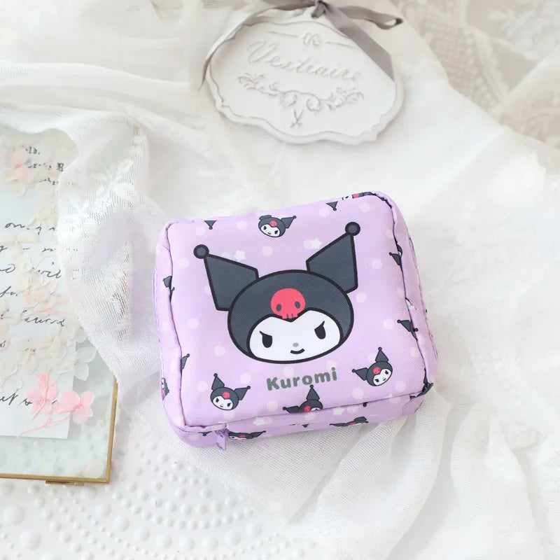2026 Sanrio Storage Bag Kawaii Hello Kitty Kuromi My Melody Pompomurin Women's Sanitary Napkins Storage Bag