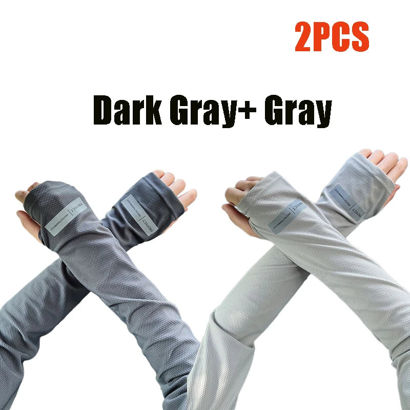 2 Pairs Oversized Ice Sleeves For Men Women Summer Outdoor Loose Sleeves With UV Protection Large Sleeves Driving Outdoor Gloves