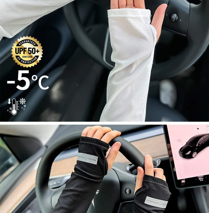 2 Pairs Oversized Ice Sleeves For Men Women Summer Outdoor Loose Sleeves With UV Protection Large Sleeves Driving Outdoor Gloves