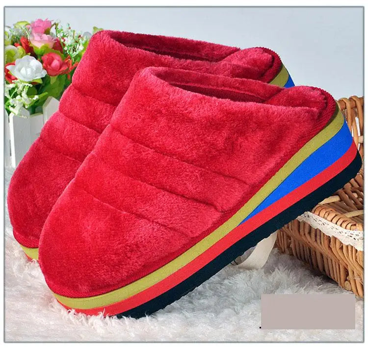 34-41 Womens Slippers Winter Female Wedges Home Shoes Mujer Zapatos 5cm Heels Leopard Platform Thick Bottom Indoor Footwear Y29