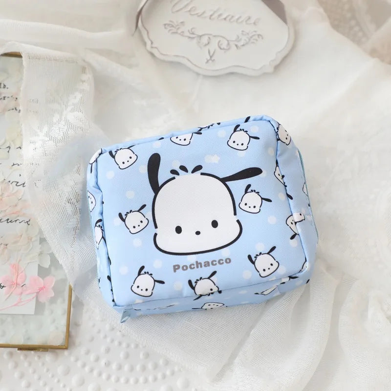 2026 Sanrio Storage Bag Kawaii Hello Kitty Kuromi My Melody Pompomurin Women's Sanitary Napkins Storage Bag