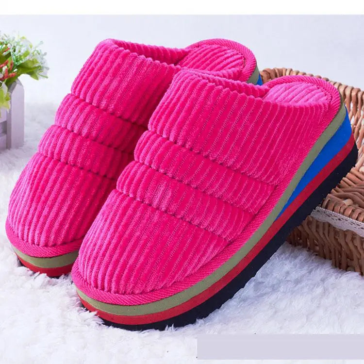34-41 Womens Slippers Winter Female Wedges Home Shoes Mujer Zapatos 5cm Heels Leopard Platform Thick Bottom Indoor Footwear Y29