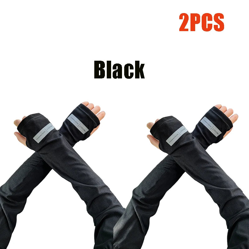2 Pairs Oversized Ice Sleeves For Men Women Summer Outdoor Loose Sleeves With UV Protection Large Sleeves Driving Outdoor Gloves