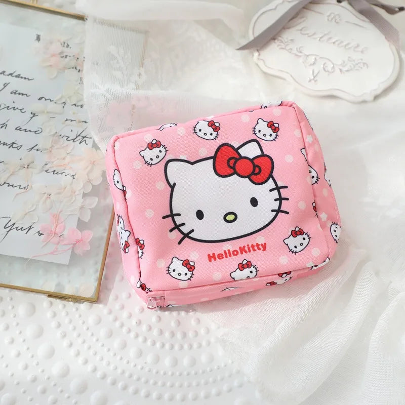 2026 Sanrio Storage Bag Kawaii Hello Kitty Kuromi My Melody Pompomurin Women's Sanitary Napkins Storage Bag