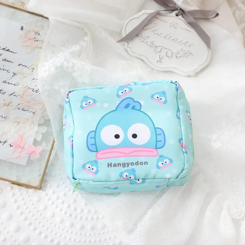 2026 Sanrio Storage Bag Kawaii Hello Kitty Kuromi My Melody Pompomurin Women's Sanitary Napkins Storage Bag