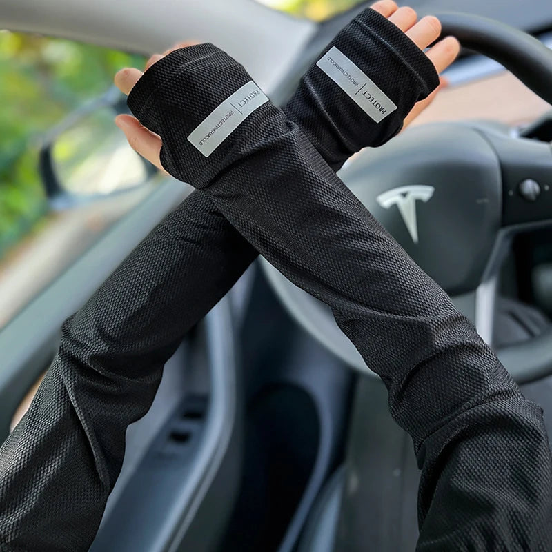 2 Pairs Oversized Ice Sleeves For Men Women Summer Outdoor Loose Sleeves With UV Protection Large Sleeves Driving Outdoor Gloves