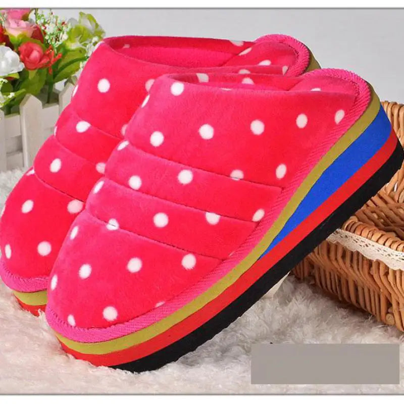 34-41 Womens Slippers Winter Female Wedges Home Shoes Mujer Zapatos 5cm Heels Leopard Platform Thick Bottom Indoor Footwear Y29