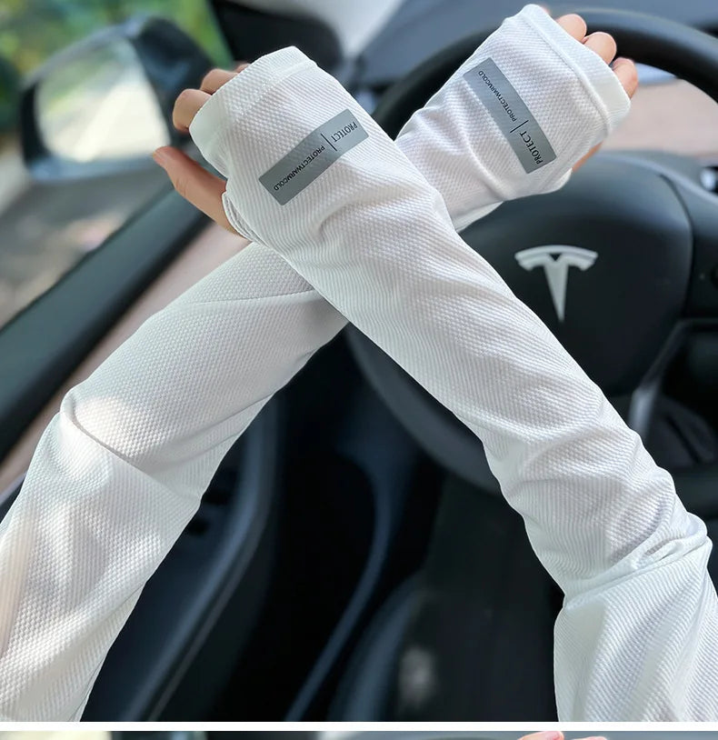 2 Pairs Oversized Ice Sleeves For Men Women Summer Outdoor Loose Sleeves With UV Protection Large Sleeves Driving Outdoor Gloves