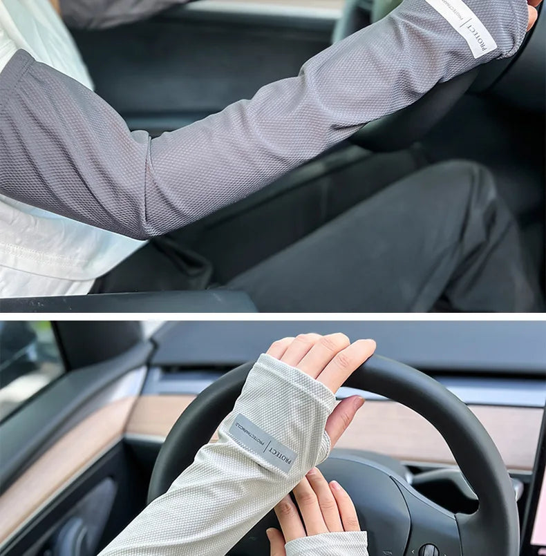 2 Pairs Oversized Ice Sleeves For Men Women Summer Outdoor Loose Sleeves With UV Protection Large Sleeves Driving Outdoor Gloves