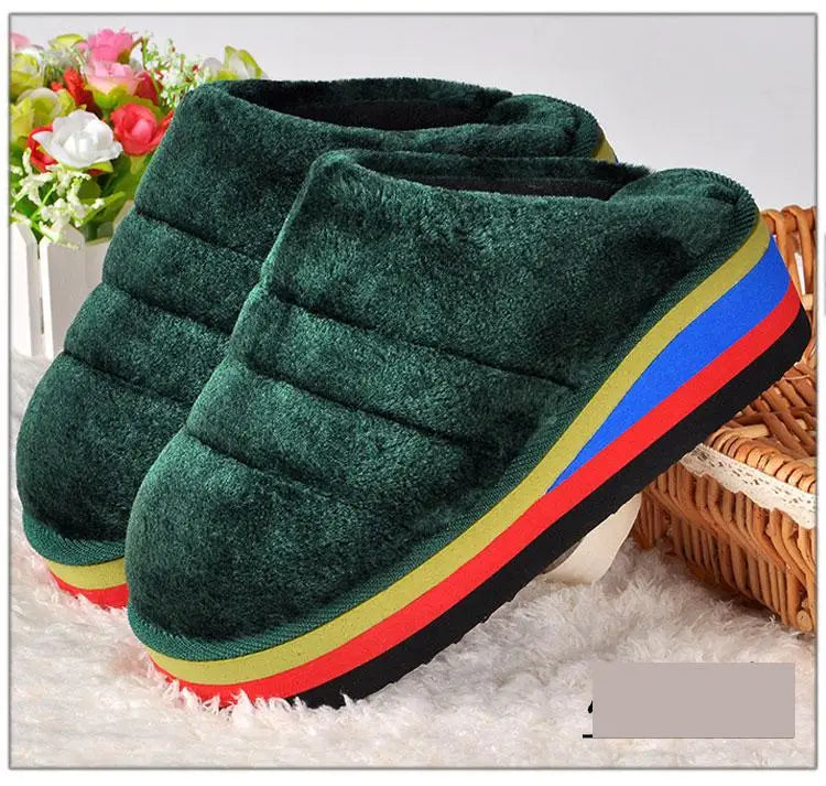 34-41 Womens Slippers Winter Female Wedges Home Shoes Mujer Zapatos 5cm Heels Leopard Platform Thick Bottom Indoor Footwear Y29