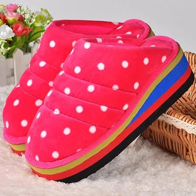 34-41 Womens Slippers Winter Female Wedges Home Shoes Mujer Zapatos 5cm Heels Leopard Platform Thick Bottom Indoor Footwear Y29