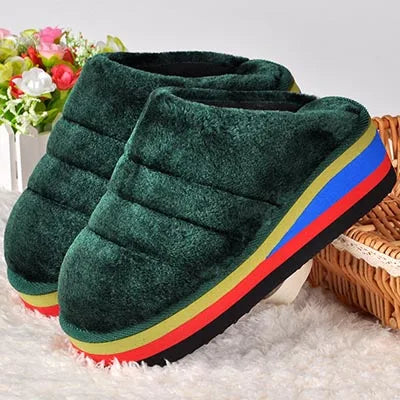 34-41 Womens Slippers Winter Female Wedges Home Shoes Mujer Zapatos 5cm Heels Leopard Platform Thick Bottom Indoor Footwear Y29