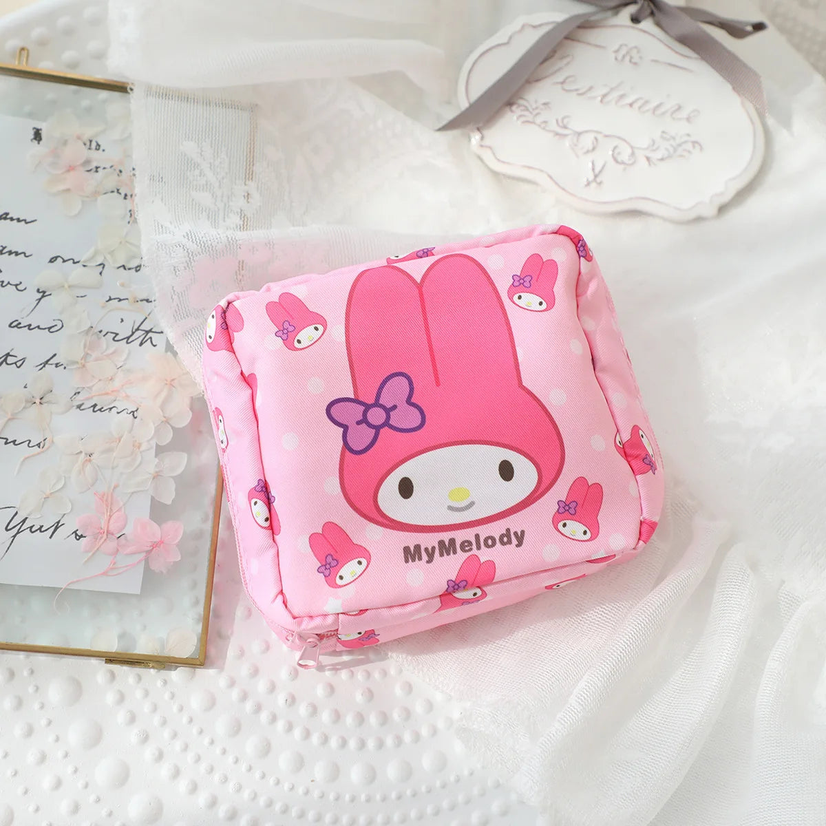 2026 Sanrio Storage Bag Kawaii Hello Kitty Kuromi My Melody Pompomurin Women's Sanitary Napkins Storage Bag
