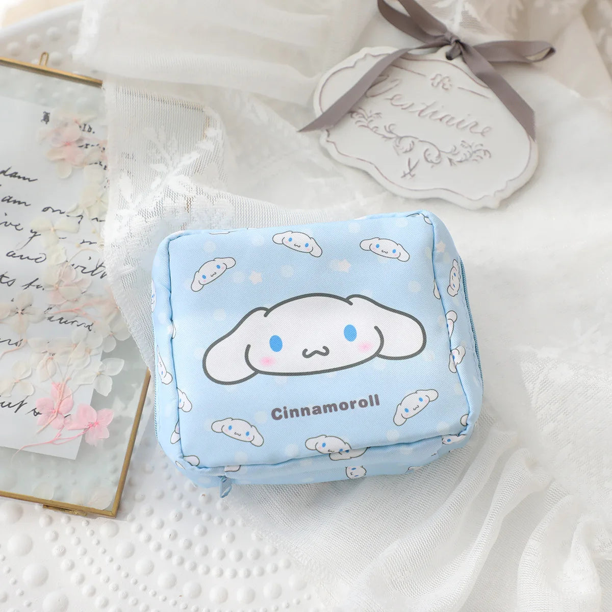 2026 Sanrio Storage Bag Kawaii Hello Kitty Kuromi My Melody Pompomurin Women's Sanitary Napkins Storage Bag