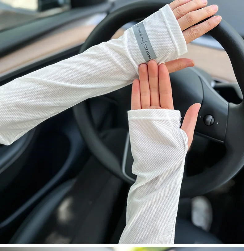 2 Pairs Oversized Ice Sleeves For Men Women Summer Outdoor Loose Sleeves With UV Protection Large Sleeves Driving Outdoor Gloves