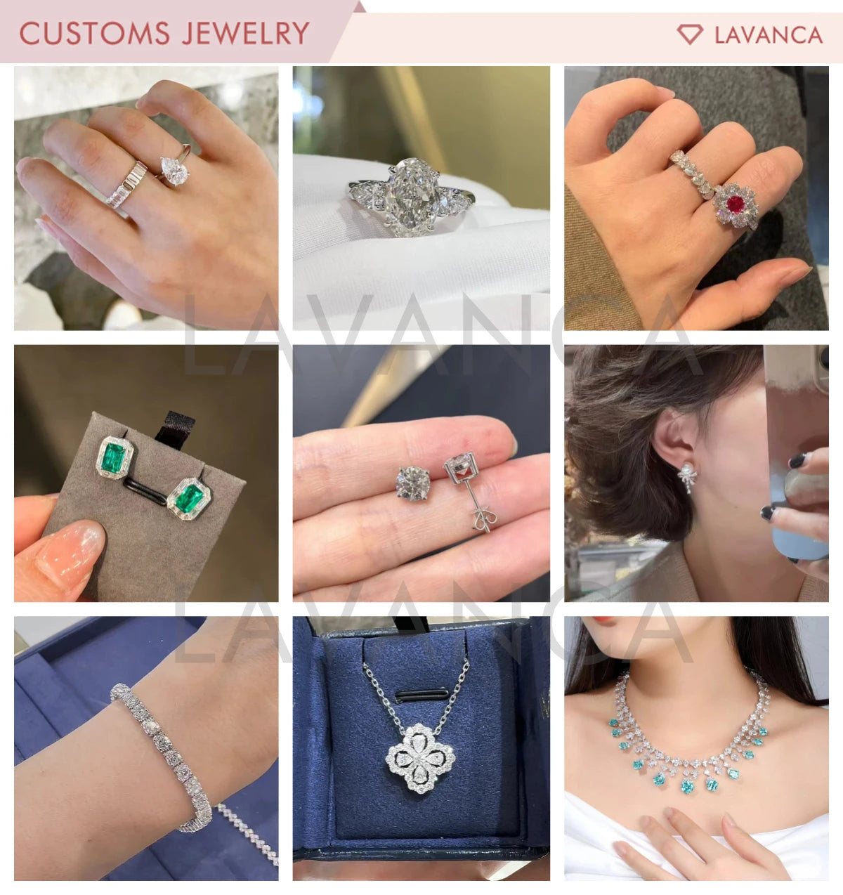 14K/18K Platinum Customized Ring Earrings Necklace Bracelet  IGI/GIA Certified Lab Grown Diamonds Round Diamond Wholesale