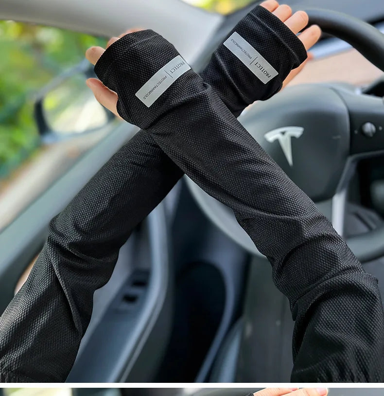 2 Pairs Oversized Ice Sleeves For Men Women Summer Outdoor Loose Sleeves With UV Protection Large Sleeves Driving Outdoor Gloves