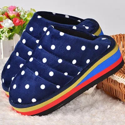 34-41 Womens Slippers Winter Female Wedges Home Shoes Mujer Zapatos 5cm Heels Leopard Platform Thick Bottom Indoor Footwear Y29
