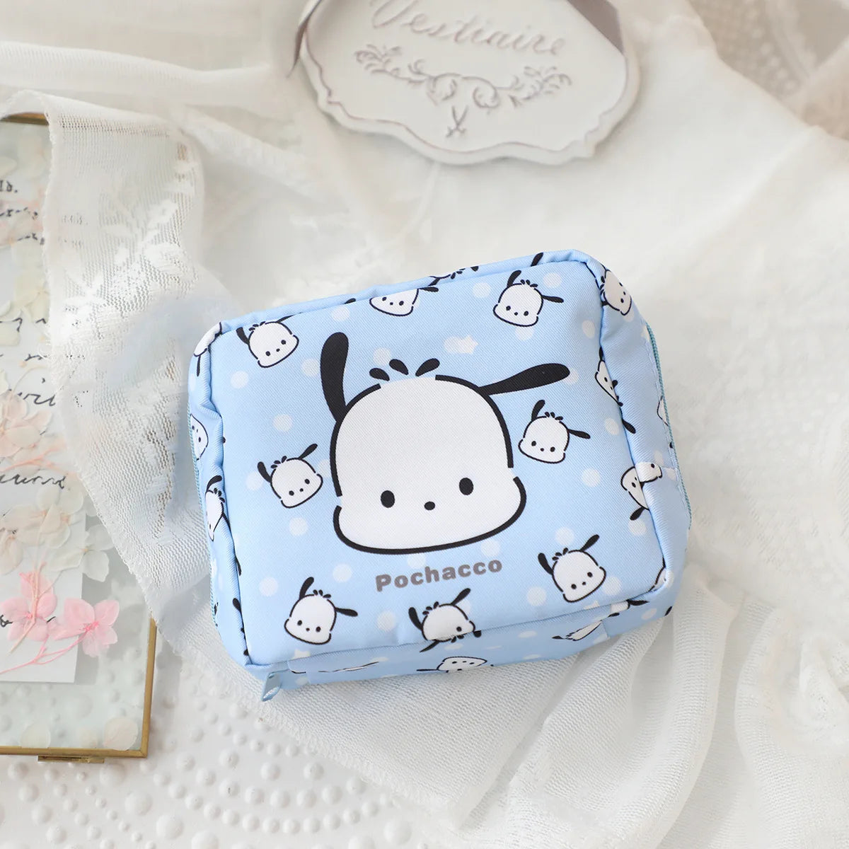 2026 Sanrio Storage Bag Kawaii Hello Kitty Kuromi My Melody Pompomurin Women's Sanitary Napkins Storage Bag