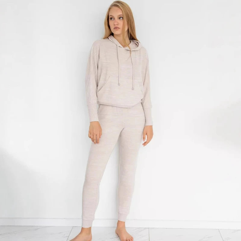 2025 New Sweatshirt Knitwear Women's Hooded Casual New Sporty Long Sleeve Trousers Two-Piece Set