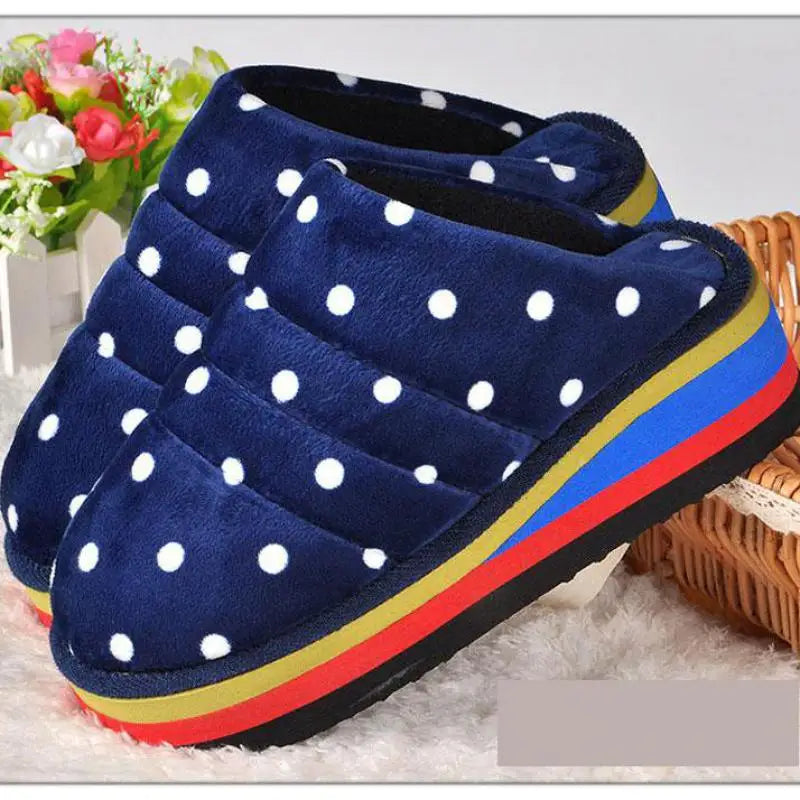 34-41 Womens Slippers Winter Female Wedges Home Shoes Mujer Zapatos 5cm Heels Leopard Platform Thick Bottom Indoor Footwear Y29