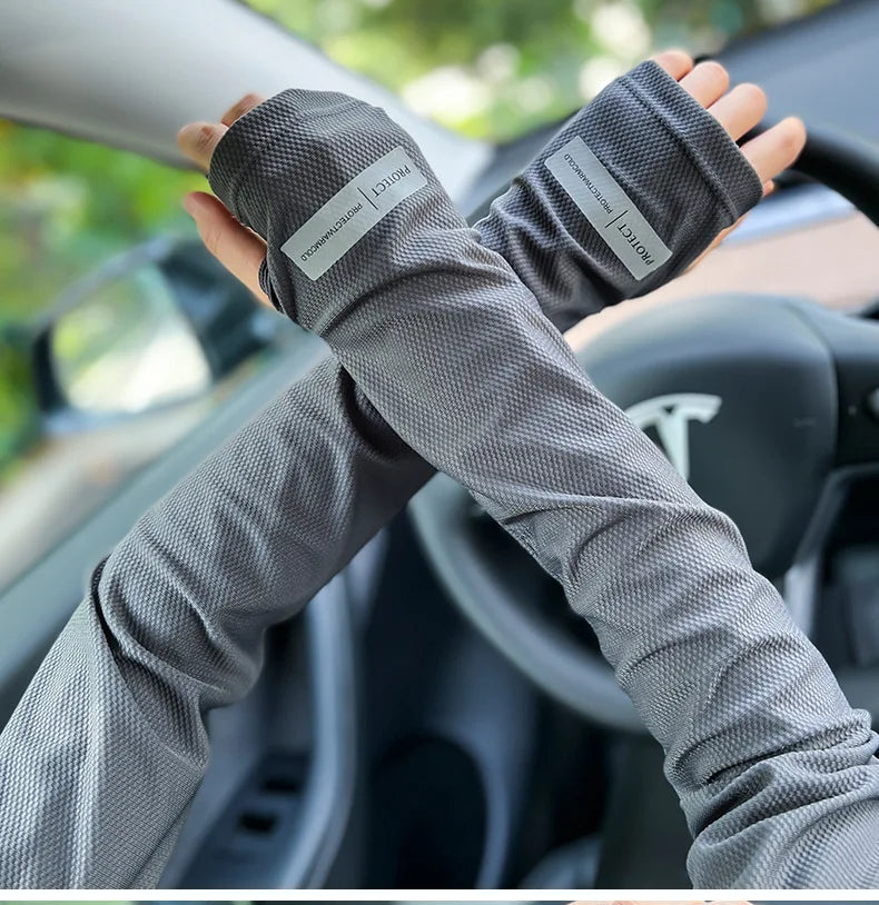 2 Pairs Oversized Ice Sleeves For Men Women Summer Outdoor Loose Sleeves With UV Protection Large Sleeves Driving Outdoor Gloves