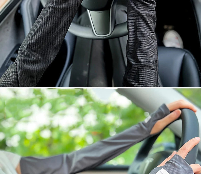 2 Pairs Oversized Ice Sleeves For Men Women Summer Outdoor Loose Sleeves With UV Protection Large Sleeves Driving Outdoor Gloves